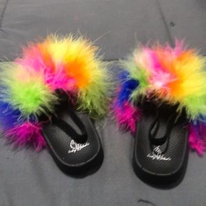 Toddler furry slides(European sz 28)Handmade